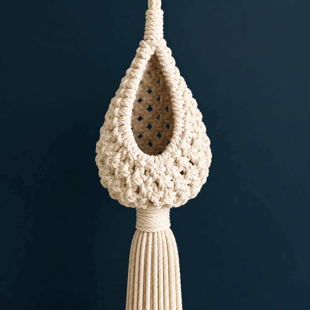 Set of 3 Handmade Macrame Cotton Plant Hangers – Boho Hanging Planters | Off White