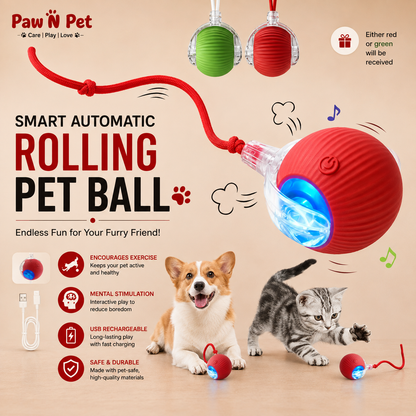 Smart Rolling LED Ball – Interactive Motion-Activated Pet Toy