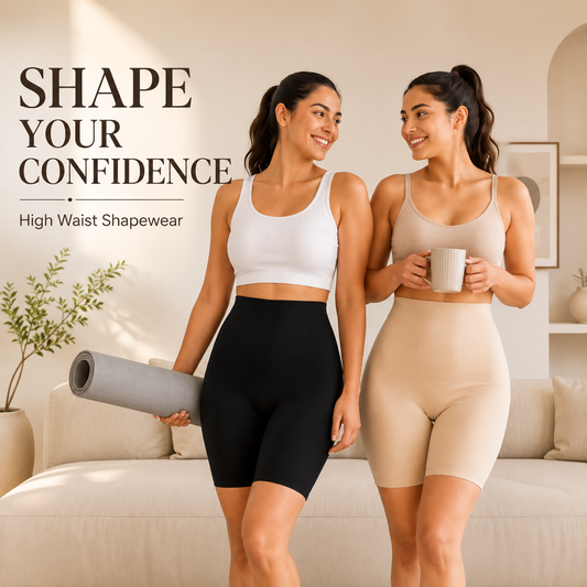 High-Waisted Shapewear Shorts | Tummy & Thigh Control Body Shaper (Pack of 2
