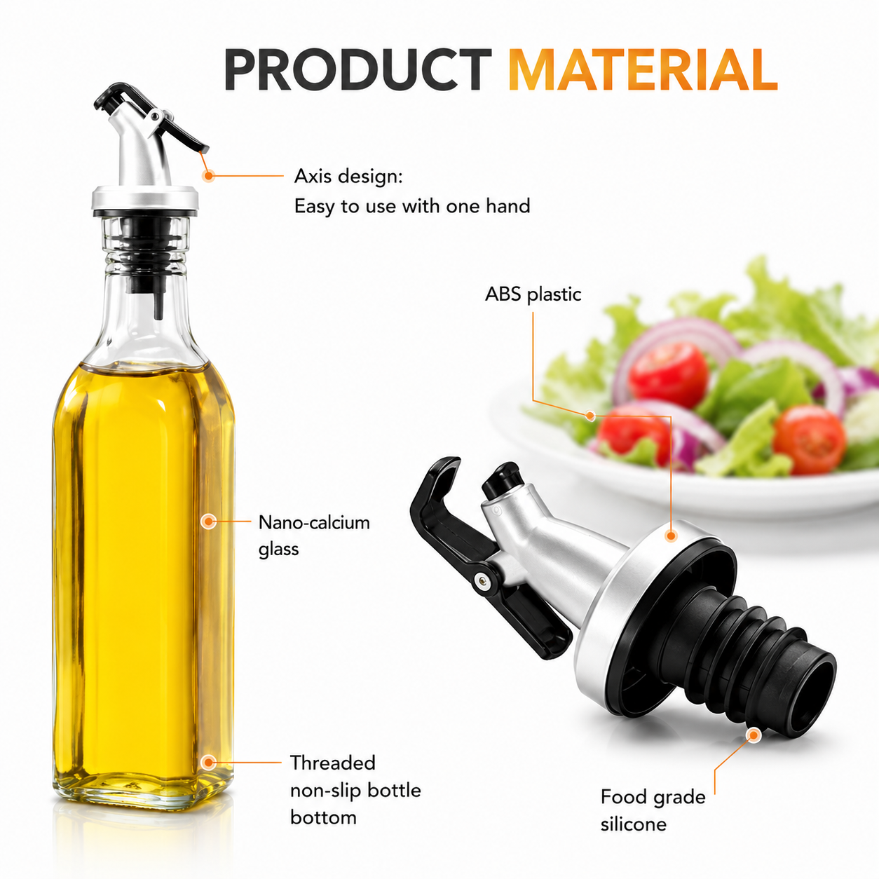 Set of 4 Glass Oil Dispenser Bottles