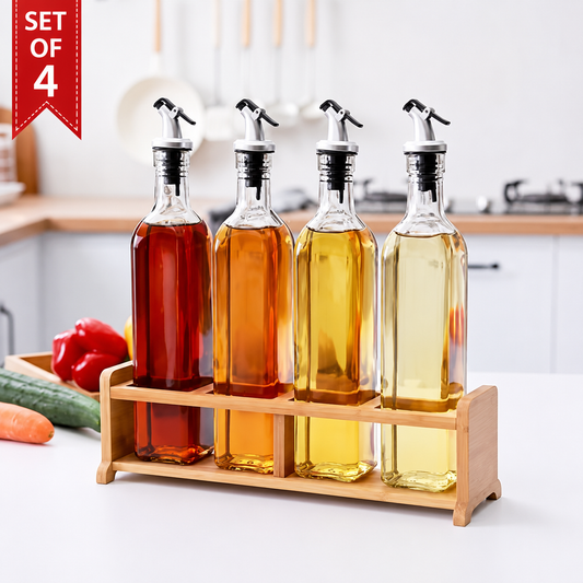 Set of 4 Glass Oil Dispenser Bottles